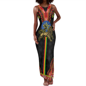 Ethiopia Lion of Judah and The Star Seal Tank Maxi Dress Dashiki Style