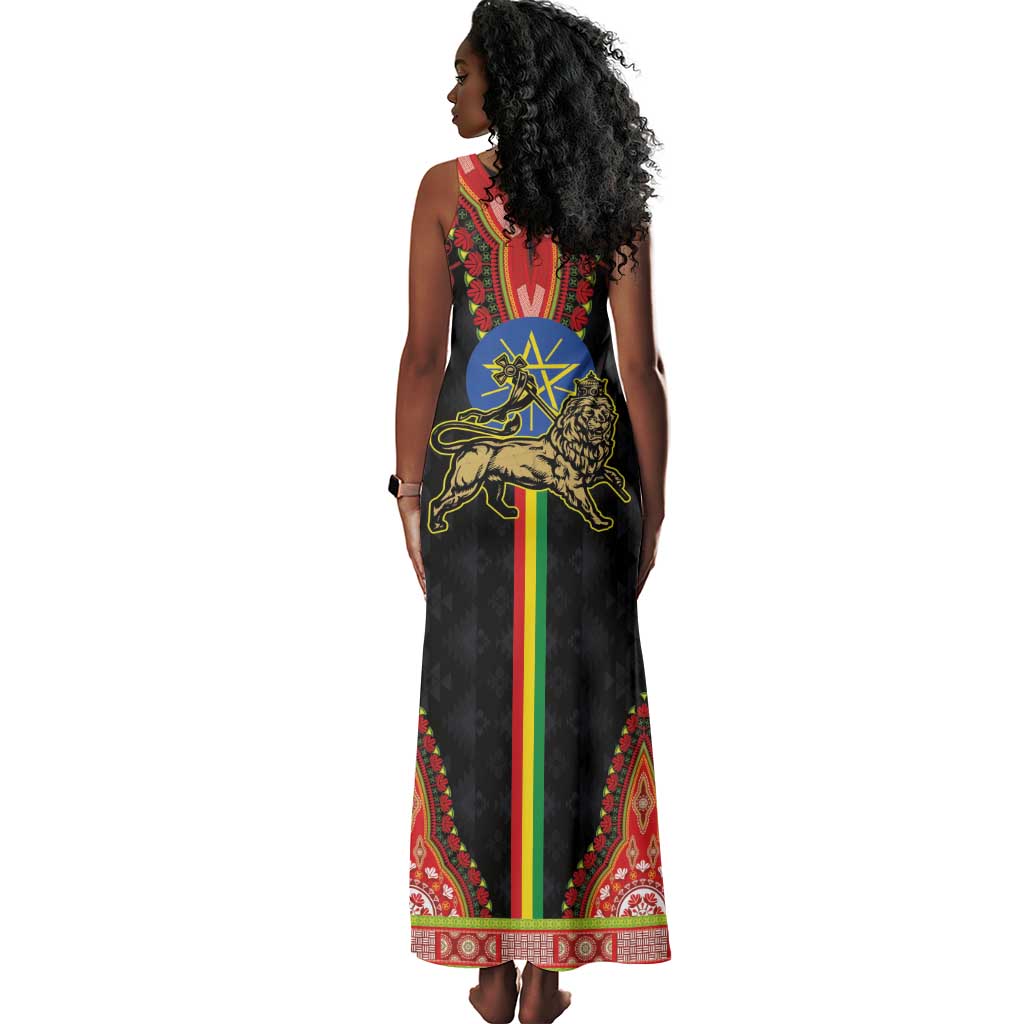 Ethiopia Lion of Judah and The Star Seal Tank Maxi Dress Dashiki Style