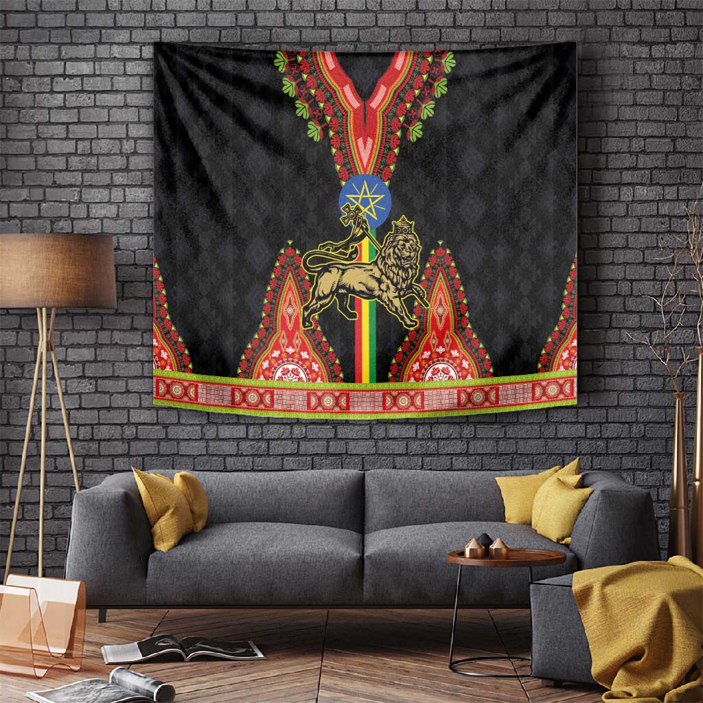 Ethiopia Lion of Judah and The Star Seal Tapestry Dashiki Style