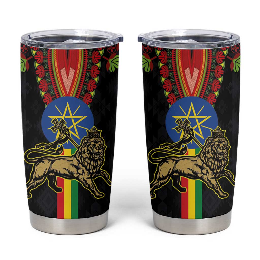 Ethiopia Lion of Judah and The Star Seal Tumbler Cup Dashiki Style