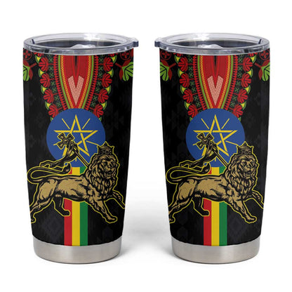 Ethiopia Lion of Judah and The Star Seal Tumbler Cup Dashiki Style