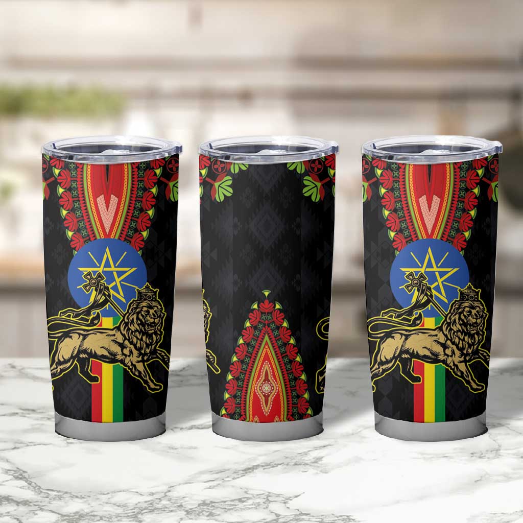 Ethiopia Lion of Judah and The Star Seal Tumbler Cup Dashiki Style
