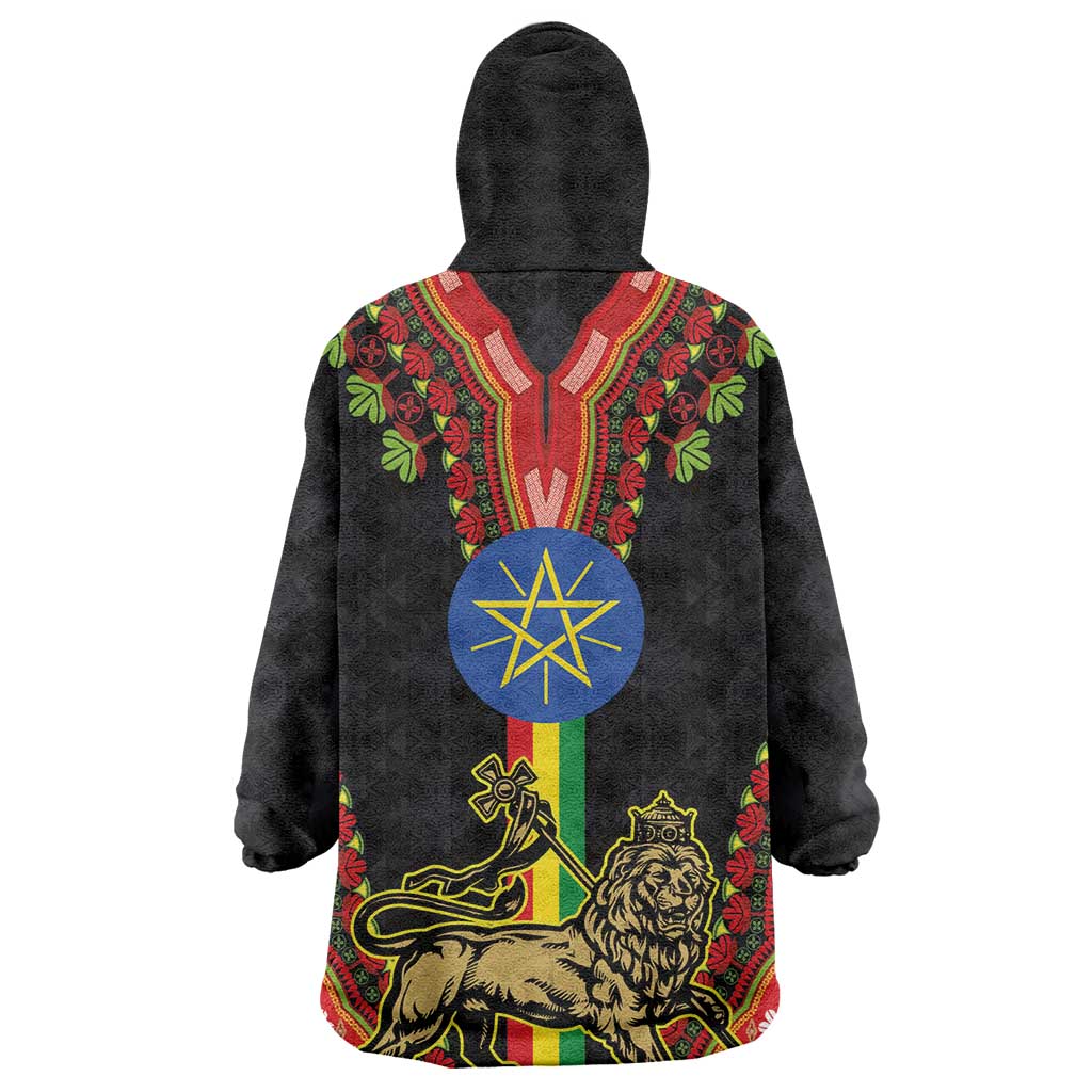 Ethiopia Lion of Judah and The Star Seal Wearable Blanket Hoodie Dashiki Style