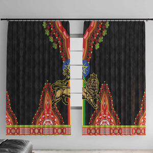 Ethiopia Lion of Judah and The Star Seal Window Curtain Dashiki Style
