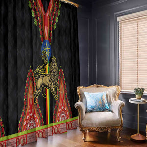 Ethiopia Lion of Judah and The Star Seal Window Curtain Dashiki Style