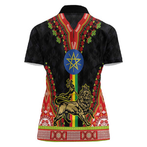 Ethiopia Lion of Judah and The Star Seal Women Polo Shirt Dashiki Style