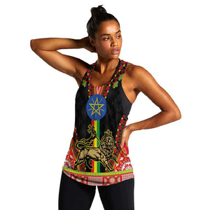 Ethiopia Lion of Judah and The Star Seal Women Racerback Tank Dashiki Style