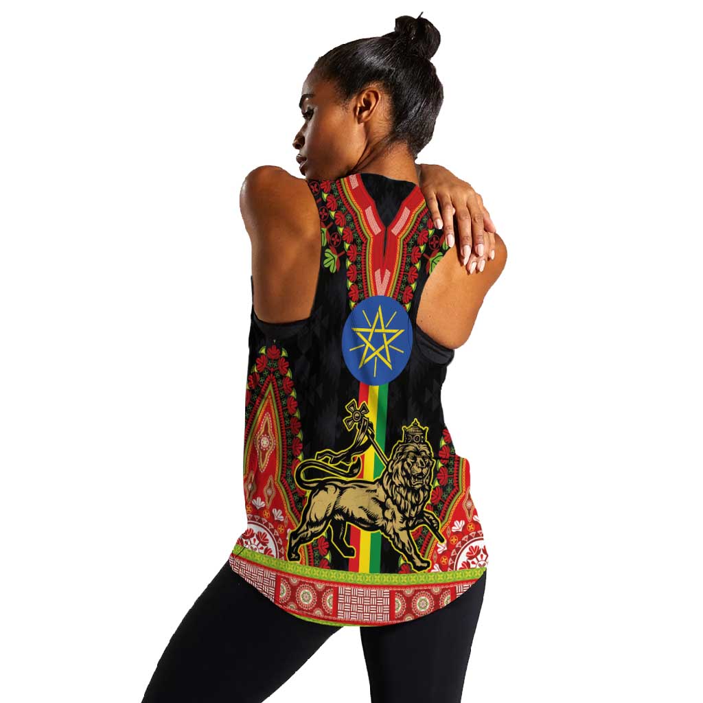 Ethiopia Lion of Judah and The Star Seal Women Racerback Tank Dashiki Style