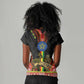 Ethiopia Lion of Judah and The Star Seal Women V-Neck T-Shirt Dashiki Style