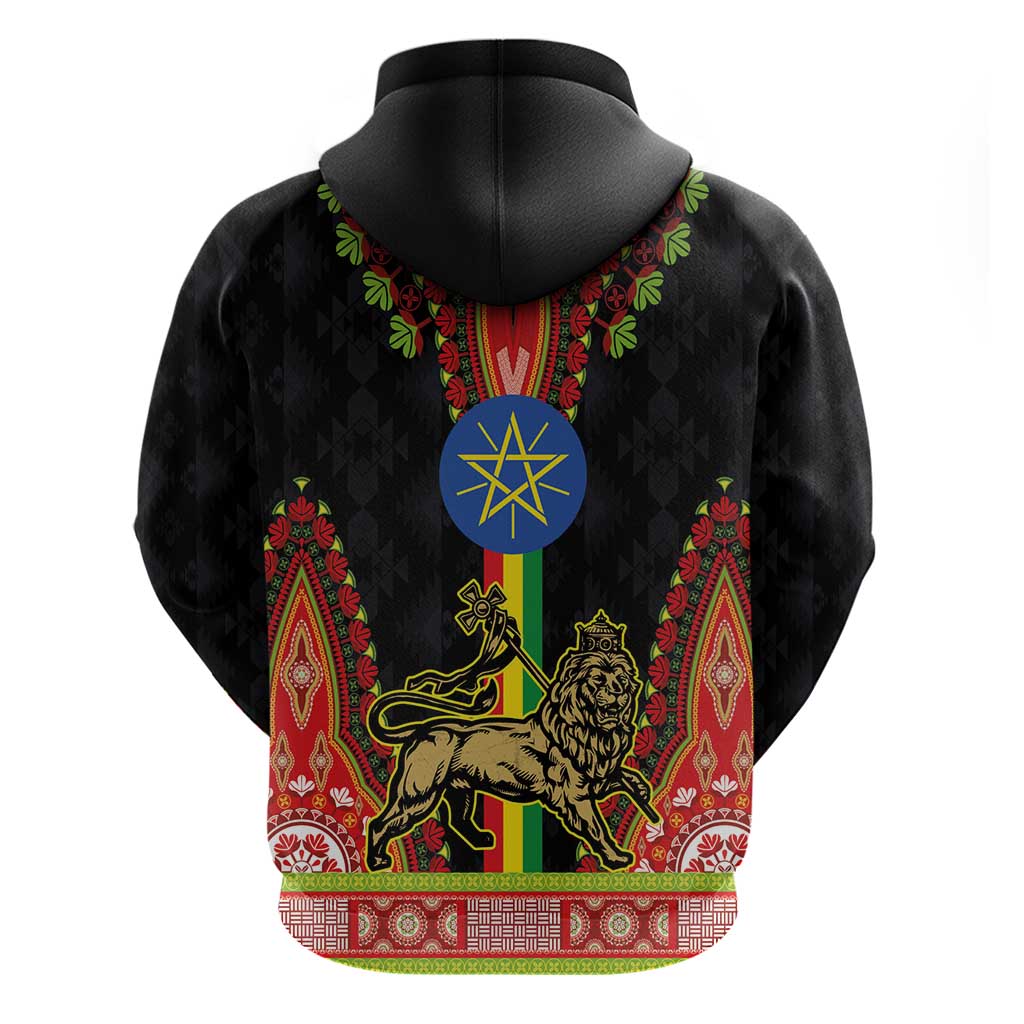 Ethiopia Lion of Judah and The Star Seal Zip Hoodie Dashiki Style