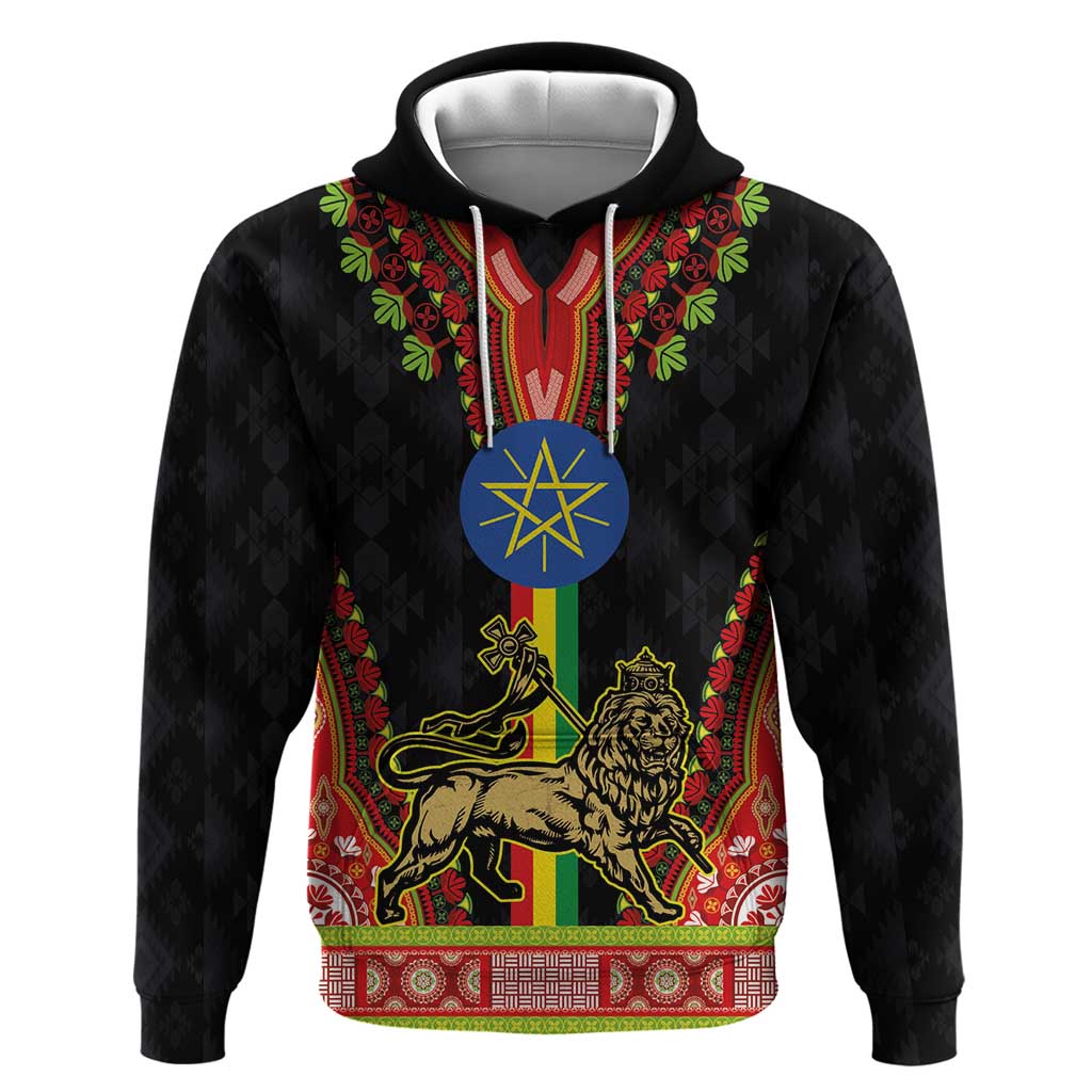 Ethiopia Lion of Judah and The Star Seal Zip Hoodie Dashiki Style