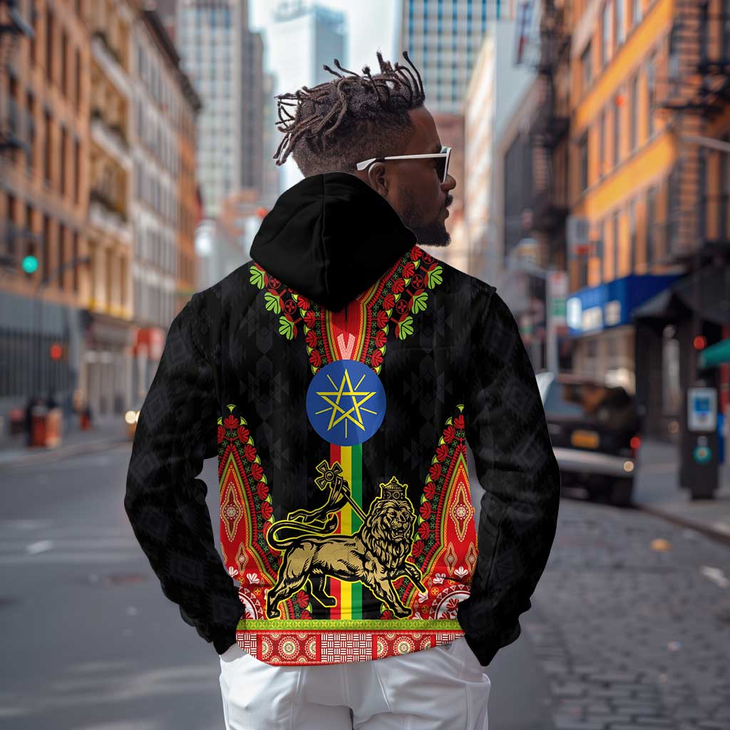 Ethiopia Lion of Judah and The Star Seal Zip Hoodie Dashiki Style
