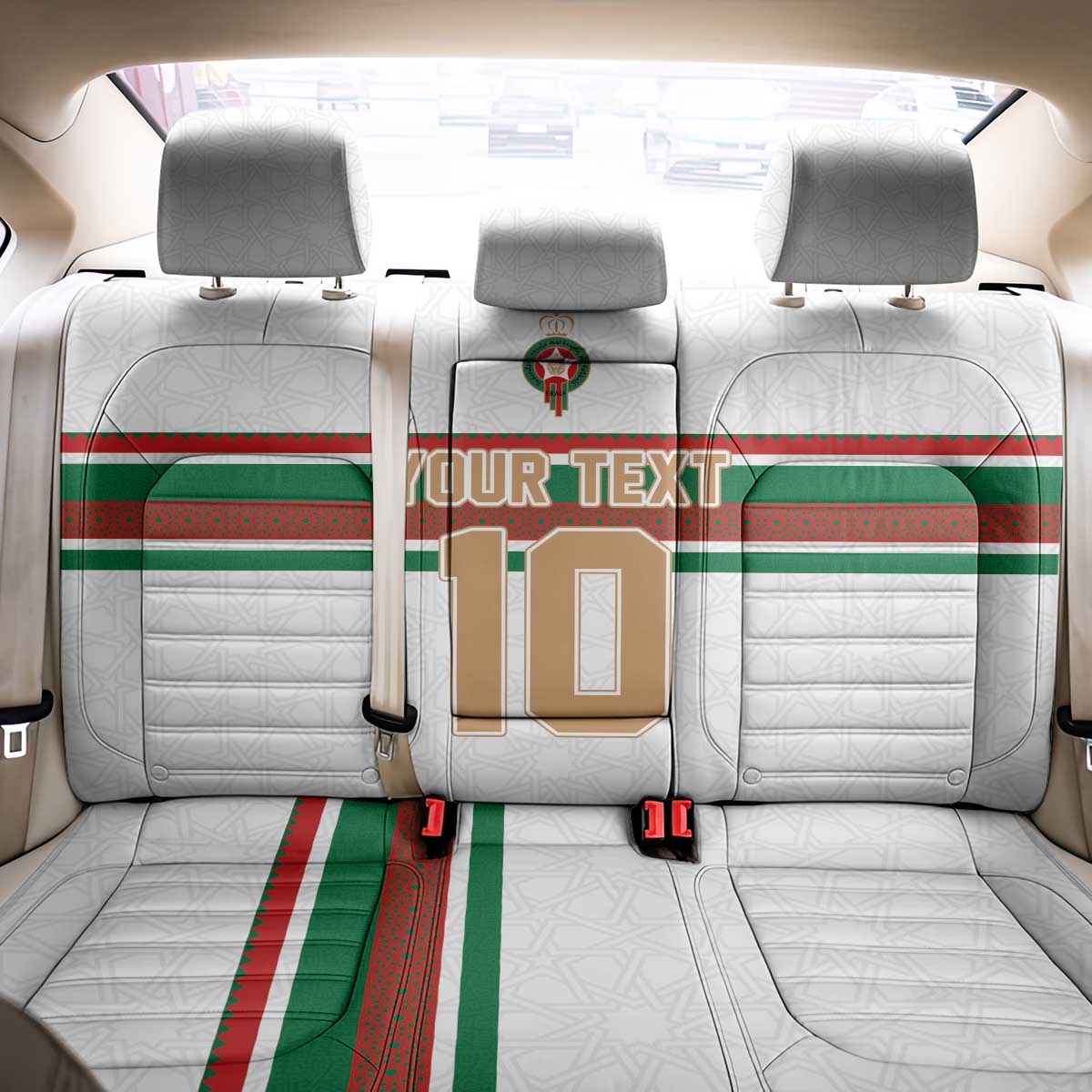 Custom Moroccan Football Back Car Seat Cover The Hunt of Atlas Lions