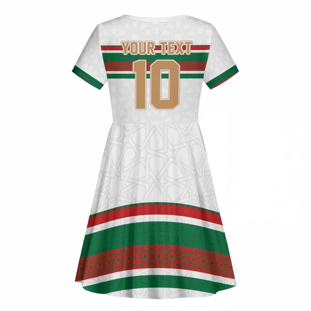 Custom Moroccan Football Kid Short Sleeve Dress The Hunt of Atlas Lions