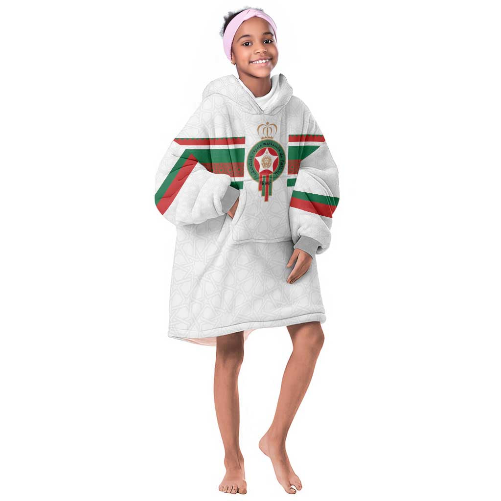 Custom Moroccan Football Kid Wearable Blanket Hoodie The Hunt of Atlas Lions