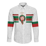 Custom Moroccan Football Long Sleeve Button Shirt The Hunt of Atlas Lions