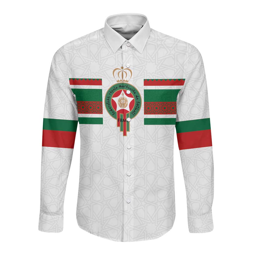 Custom Moroccan Football Long Sleeve Button Shirt The Hunt of Atlas Lions