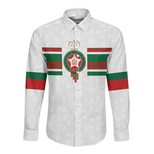 Custom Moroccan Football Long Sleeve Button Shirt The Hunt of Atlas Lions