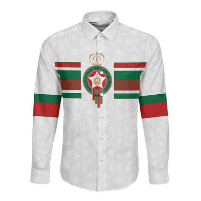 Custom Moroccan Football Long Sleeve Button Shirt The Hunt of Atlas Lions