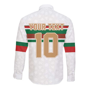 Custom Moroccan Football Long Sleeve Button Shirt The Hunt of Atlas Lions