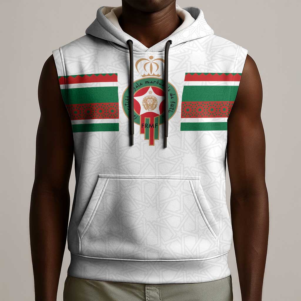 Custom Moroccan Football Sleeveless Hoodie The Hunt of Atlas Lions - African Pride