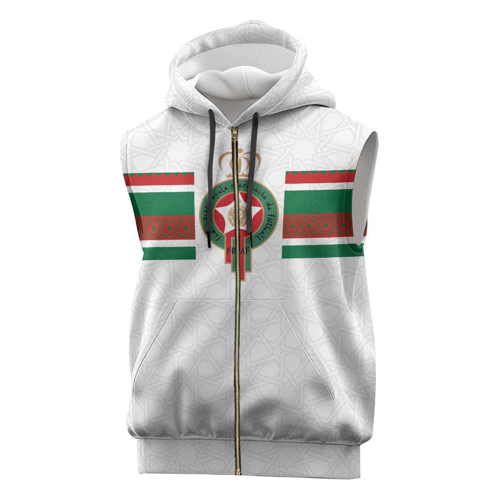 Custom Moroccan Football Sleeveless Zip Hoodie The Hunt of Atlas Lions - African Pride