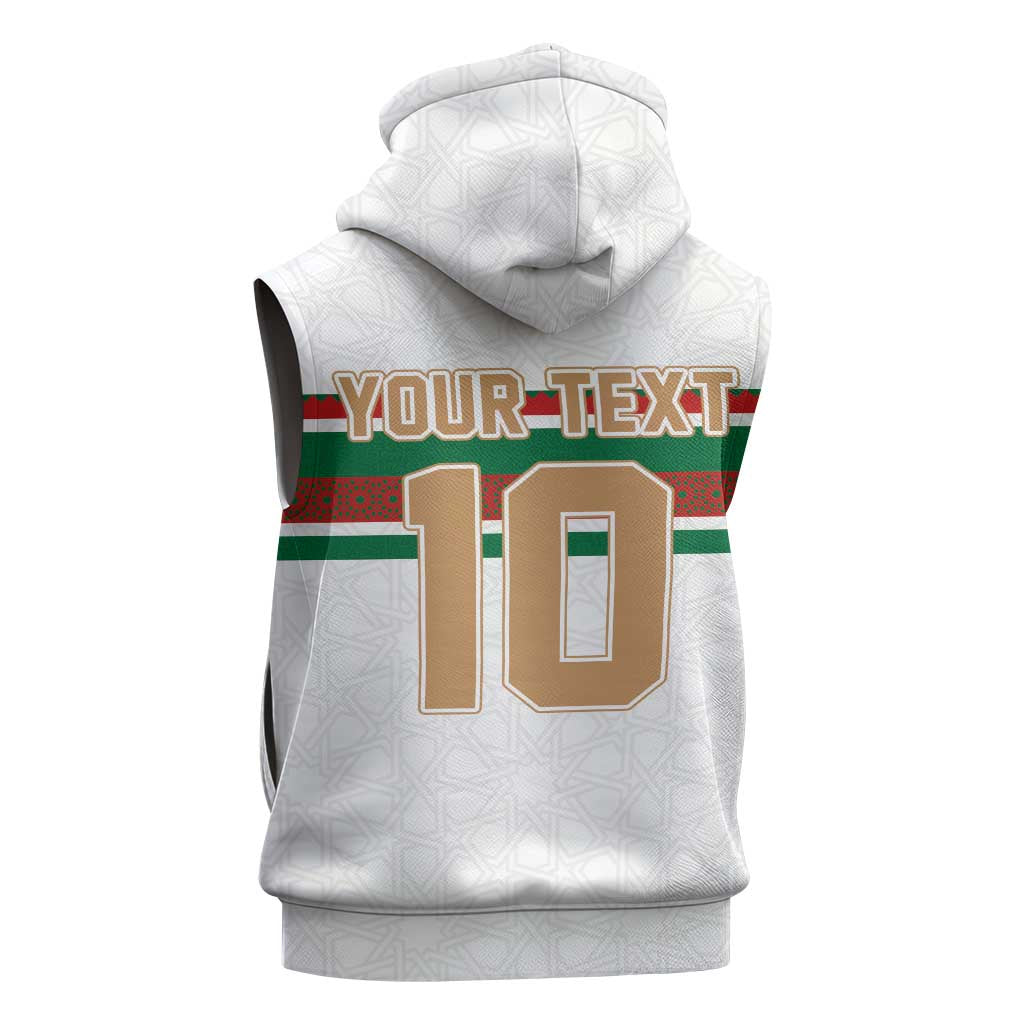 Custom Moroccan Football Sleeveless Zip Hoodie The Hunt of Atlas Lions - African Pride