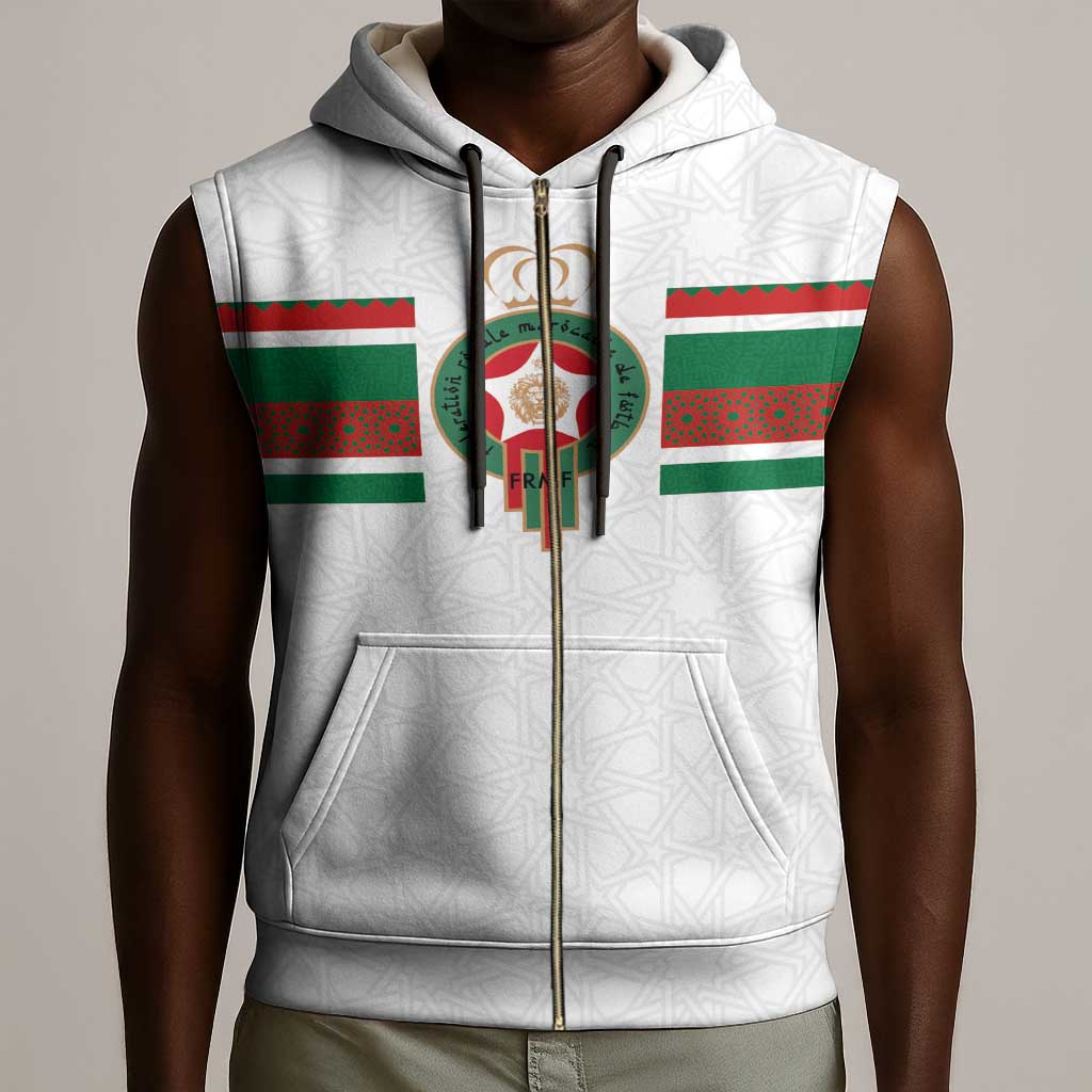Custom Moroccan Football Sleeveless Zip Hoodie The Hunt of Atlas Lions - African Pride