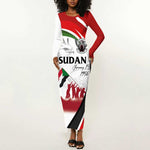 Happy Independence of Sudan Long Sleeve Bodycon Dress Soldiers Fight for Homeland - Victory is ours LT03