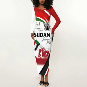 Happy Independence of Sudan Long Sleeve Bodycon Dress Soldiers Fight for Homeland - Victory is ours LT03