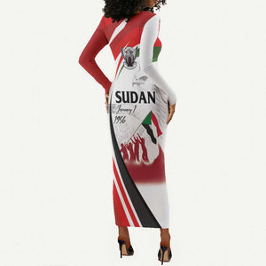 Happy Independence of Sudan Long Sleeve Bodycon Dress Soldiers Fight for Homeland - Victory is ours LT03