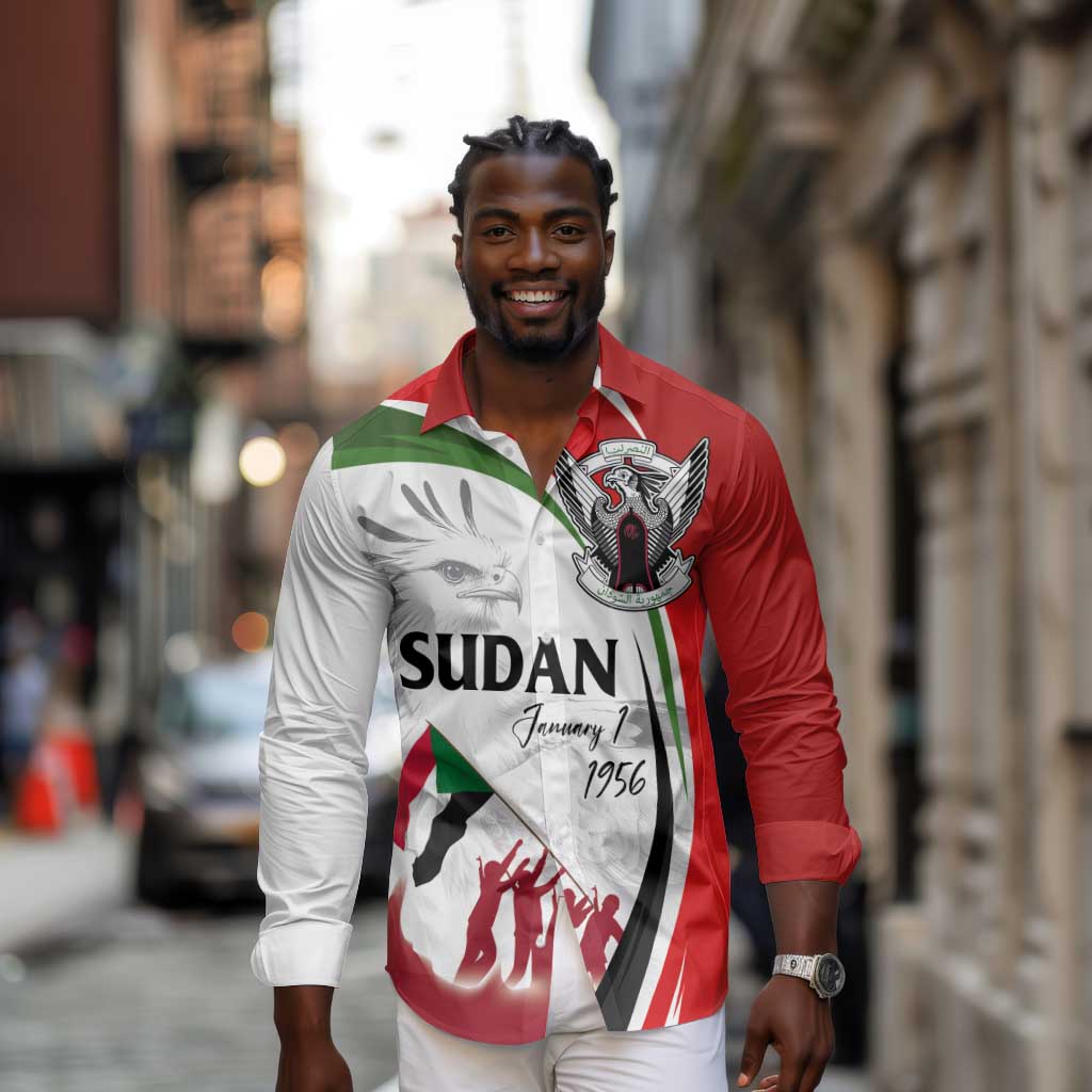 Happy Independence of Sudan Long Sleeve Button Shirt Soldiers Fight for Homeland - Victory is ours