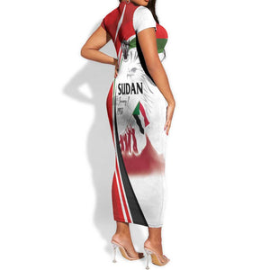 Happy Independence of Sudan Short Sleeve Bodycon Dress Soldiers Fight for Homeland - Victory is ours LT03