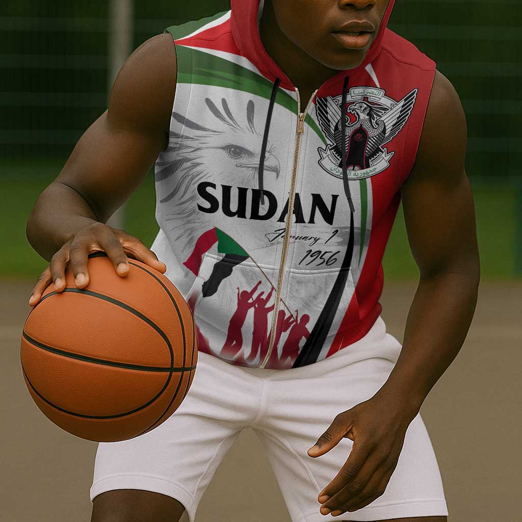 Happy Independence of Sudan Sleeveless Zip Hoodie Soldiers Fight for Homeland - Victory is ours - African Pride