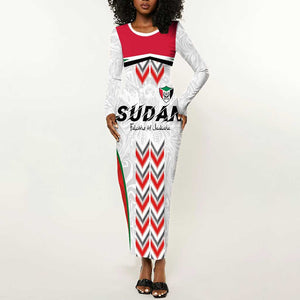 Custom Sudan Football Long Sleeve Bodycon Dress Wings of Victory - Go Falcons of Jediane LT03