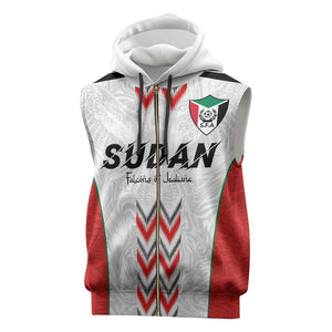 Custom Sudan Football Sleeveless Zip Hoodie Wings of Victory - Go Falcons of Jediane - African Pride