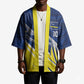 Curacao National Football Custom Kimono Abstract Sharp Wave Pattern Sporty Style with Map