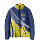 Curacao National Football Custom Padded Jacket Abstract Sharp Wave Pattern Sporty Style with Map