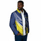 Curacao National Football Custom Padded Jacket Abstract Sharp Wave Pattern Sporty Style with Map