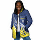 Curacao National Football Custom Padded Jacket Abstract Sharp Wave Pattern Sporty Style with Map