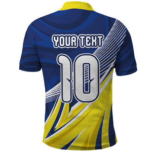 Curacao National Football Custom Polo Shirt Abstract Sharp Wave Pattern Sporty Style with Map