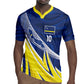Curacao National Football Custom Rugby Jersey Abstract Sharp Wave Pattern Sporty Style with Map
