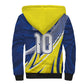 Curacao National Football Custom Sherpa Hoodie Abstract Sharp Wave Pattern Sporty Style with Map