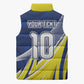 Curacao National Football Custom Sleeveless Puffer Jacket Abstract Sharp Wave Pattern Sporty Style with Map