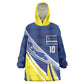 Curacao National Football Custom Wearable Blanket Hoodie Abstract Sharp Wave Pattern Sporty Style with Map