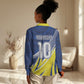 Curacao National Football Custom Women Casual Shirt Abstract Sharp Wave Pattern Sporty Style with Map