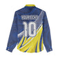 Curacao National Football Custom Women Casual Shirt Abstract Sharp Wave Pattern Sporty Style with Map