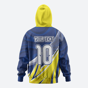 Curacao National Football Custom Zip Hoodie Abstract Sharp Wave Pattern Sporty Style with Map