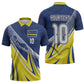 Curacao National Football Custom Zipper Polo Shirt Abstract Sharp Wave Pattern Sporty Style with Map