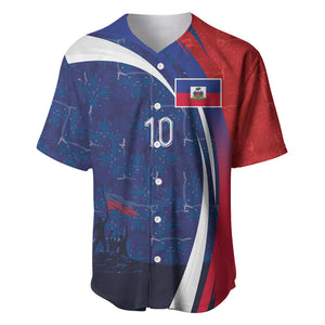 Haiti Football Custom Baseball Jersey Abstract Graphic Style Patriotic